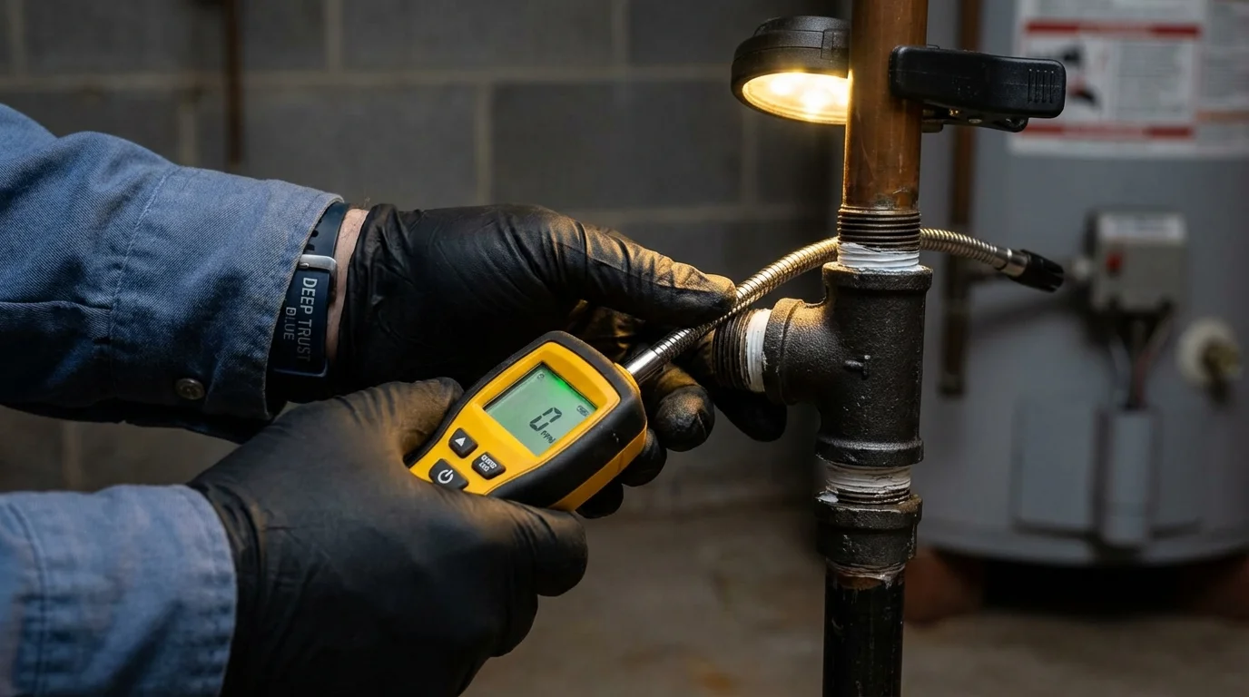 Gas leak detection with electronic sniffer by Johns Plumbing LLC in Norfolk